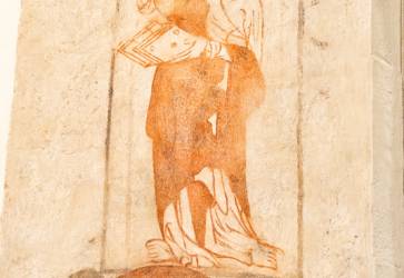 Fresku znázorňujúcu svätého Jána možno vidieť na víťaznom oblúku, jej vznik sa datuje do prvej fázy freskovej výzdoby chrámu v 40. rokoch 14. storočia. Snímka: Erika Litváková/KN