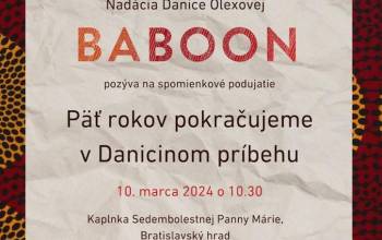 Nad�cia Danice Olexovej � Baboon si pripomenie 5. v�ro�ie leteckej trag�die