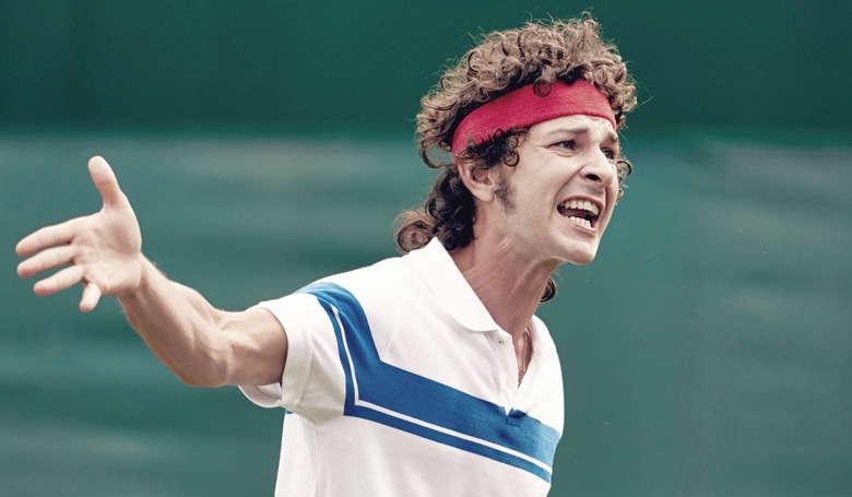 Americký herec Shia LaBeouf stvárnil Johna McEnroea s absolútnou presvedčivosťou. Snímka: www.curzonartificialeye.com/borg-vs-mcenroe